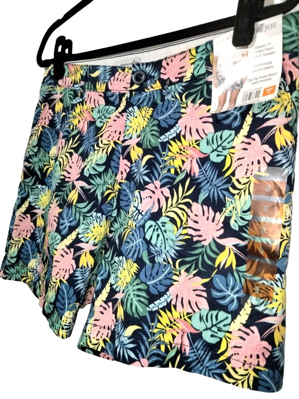 Caribbean Joe Size 8 Shorts 5" Inseam Tropical Print Stretch Comfortable Stylish - Picture 3 of 7